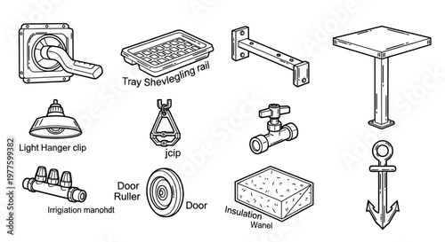 Collection of various metal hardware objects.