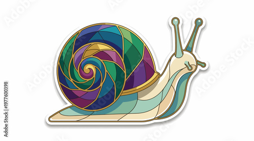 This vibrant snail illustration features unique spiral patterns, showcasing a blend of colors that evoke a sense of creativity and artistic flair in a whimsical style.