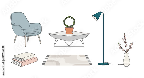 Modern Minimalist Living Room Furniture Set.