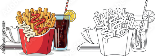 french fry vector illustration hand drawn clipart and lineart