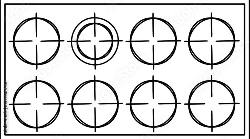 Doodle Style Gas Stove Burners illustration crosshair