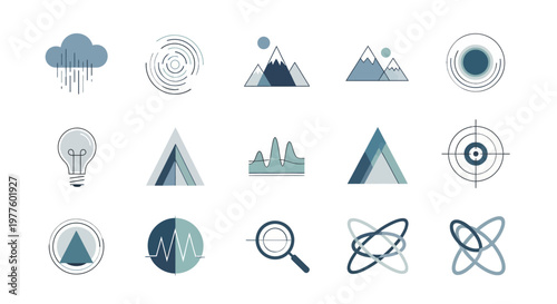 Abstract Science and Technology Icon Set.