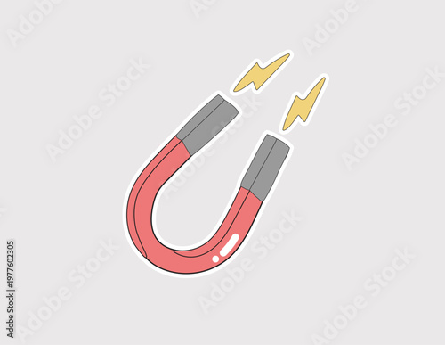 Magnet vector illustration. Horseshoe magnet for science education, marketing attraction, customer retention, and physics experiment stickers or icons