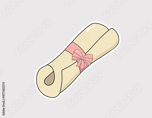 Scroll tied with Ribbon vector illustration. Illustration for a historical document, diploma or certificate on a website