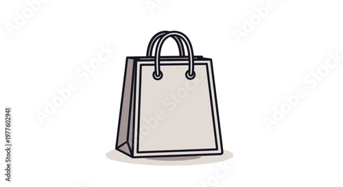 Shopping bag with handles on white background