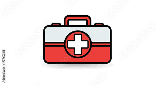 First aid kit icon with red and white color scheme medical symbol