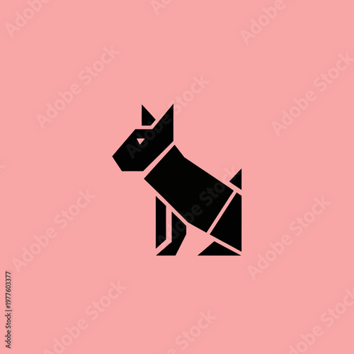 Geometric Origami Dog Silhouette Icon.