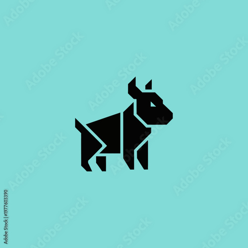 Geometric Origami Dog Silhouette Icon.