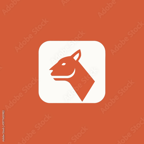 Stylized Orange Dog Head Silhouette Icon.