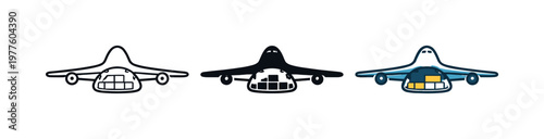 Transit efficiency metaphor conveyed by a cargo airplane with wide wingspan and underbelly freight hold seen in side view,