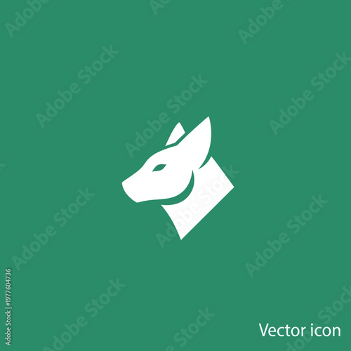 Minimalist White Fox Head Icon on Green Background.