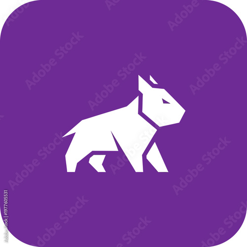Origami Dog Icon Geometric Low Poly Style.