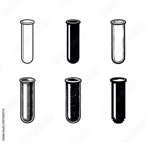 Glass test tube cylindrical laboratory container used to hold mix and heat small amounts of liquid chemicals | Create ONE image