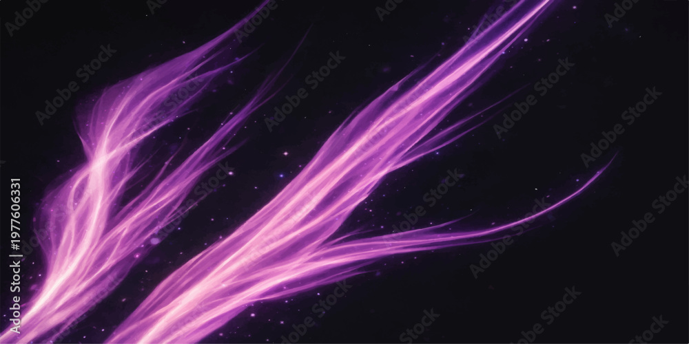 Fototapeta premium Abstract purple smoke waves flow with glowing light and fractal energy across a dark space backdrop creating a bright motion art illustration texture