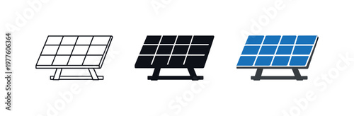 Renewable power concept illustrated by matching solar panel icons aligned horizontally with identical rectangular grid surface