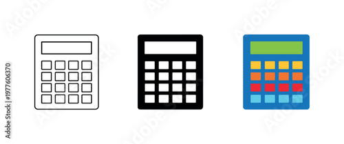 Financial oversight concept illustrated by matching calculator icons aligned horizontally with identical keypad grid and display
