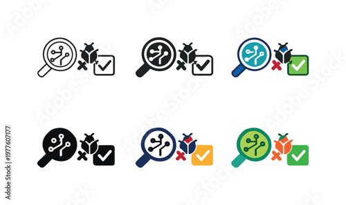 Concept illustrating quality assurance activities applied to digital systems, symbolized by an orderly analytical mark that