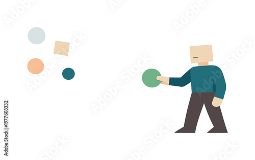 Conscious perception recognizes meaning as one dominant abstract form becomes clearly oriented. Stylized editorial character