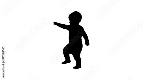 Silhouette of a walking baby.