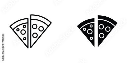 Comparison of traditional and modern pizza slice designs with toppings
