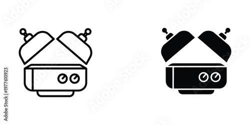 Black and white retro television set icons with different visual styles
