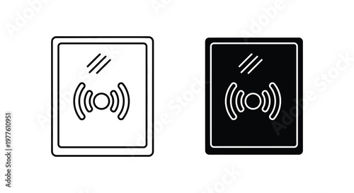 Two depictions of a television set with antenna contrasting versions silhouette