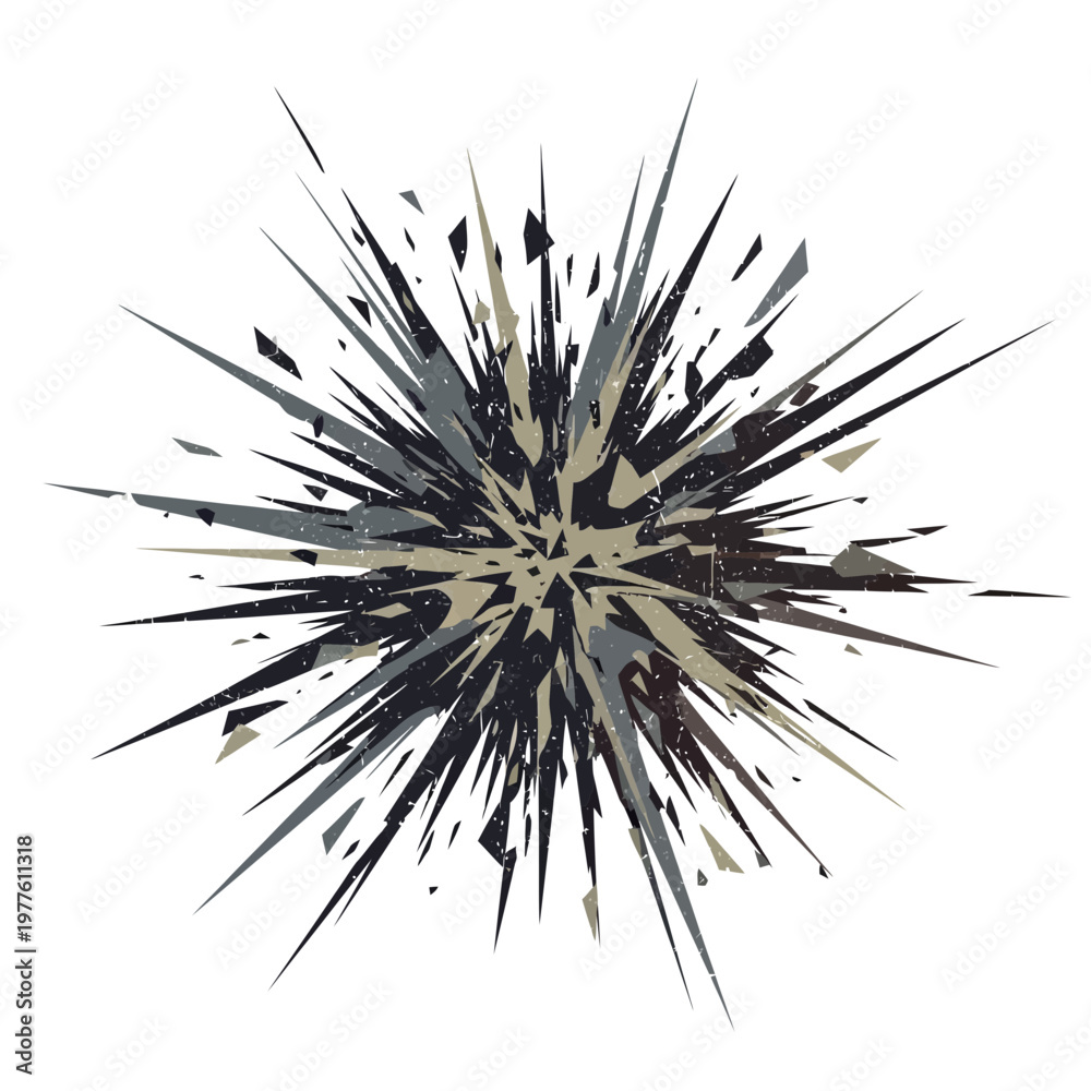 Naklejka premium Abstract explosion of sharp fragments and particles in dark colors