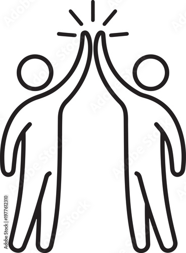 Two people giving a high five with radiating lines