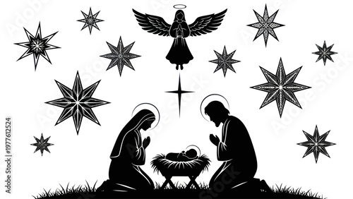 Holy Family Kneeling in Prayer.