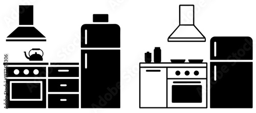 kitchen appliance icon set cooking equipment symbols