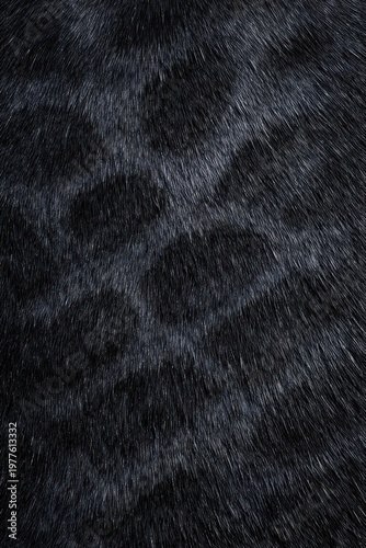 Panther Fur Texture Seamless Pattern. Close-up panther coat detail. Wild big cat fur surface design. Realistic panther fur texture background. Detailed wildlife macro close-up. Feline pattern texture.