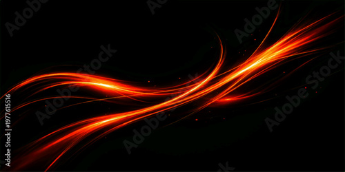Dynamic abstract fire background featuring glowing red flames and smoke swirls with fractal wave lines in a motion design illustration on a black backdrop