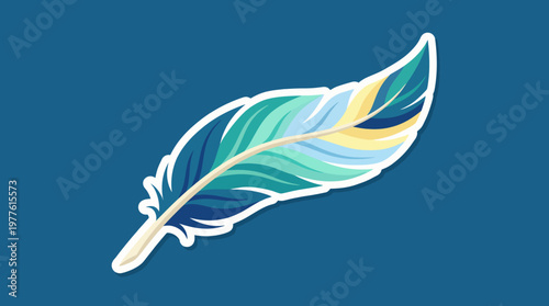 An artistic feather illustration showcases vibrant colors and detailed design, symbolizing creativity and freedom, appealing to those who appreciate beauty in art.