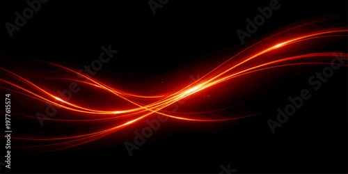 Dynamic abstract red fire wave design with glowing neon lines and fractal energy patterns on a black backdrop creating a motion effect wallpaper illustration