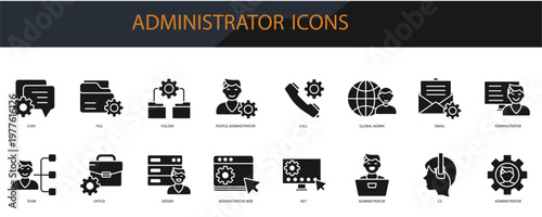 administrator icons set minimalist flat style design, administrator set Vector illustration  on white background
