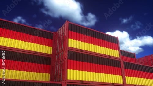 Global Trade Concept With Freight Containers Featuring German National Colors