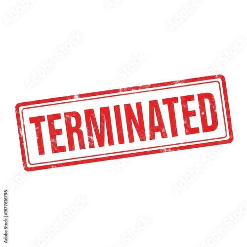 Red terminated stamp with bold text on plain background