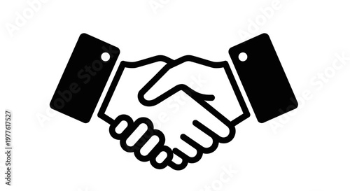 Handshake icon, business partnership symbol, agreement handshake, black vector illustration