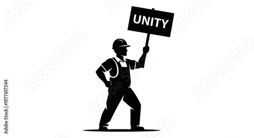 Black silhouette protester, unity sign, activist icon, social movement symbol