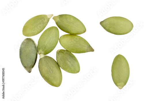Pumpkin seeds isolated on a white background, contour
