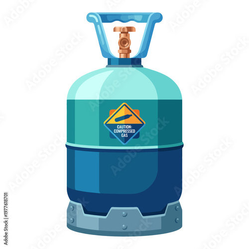 A clear depiction of a compressed gas cylinder, safely marked for awareness, essential for conveying safety measures in industrial and residential environments.