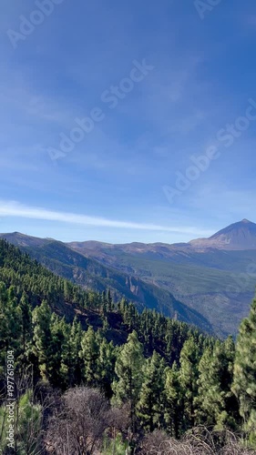 Blick auf den Pico de Teide bei blauem Himmel im Herbst