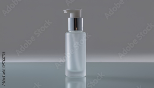 Maqueta de producto cosmético con presentación minimalista en fondo neutro.