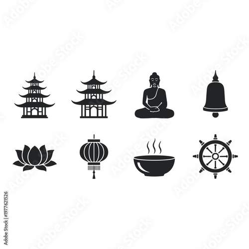 Collection of Buddhist and Asian Cultural Icons buddha