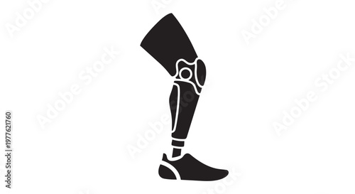 Prosthetic leg, black prosthetic limb, vector illustration, medical device, amputee