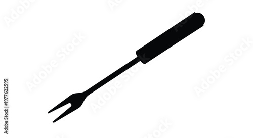 A black silhouette of a fondue fork against a white background