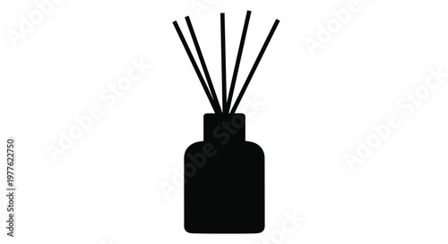 Black diffuser bottle with reeds a simple decorative element silhouette