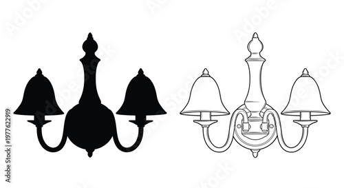Two ornate candelabras one shown as a dark silhouette