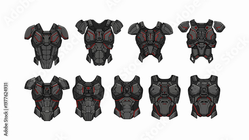 Modular Cybernetic Body Armor Suits - Futuristic Combat Vests and Protective Plating for Sci-Fi Character Customization