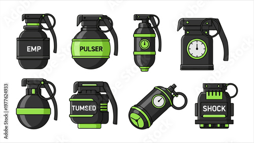 Advanced Tactical Explosives Pack - Futuristic Grenades, Flashbangs, and Poison Gas Cannisters for Sci-Fi Combat Games